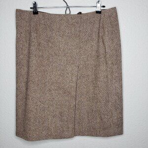 Brooks Brothers Women's Sz 4 100% Wool Brown Knit Skirt w/ Split(653)